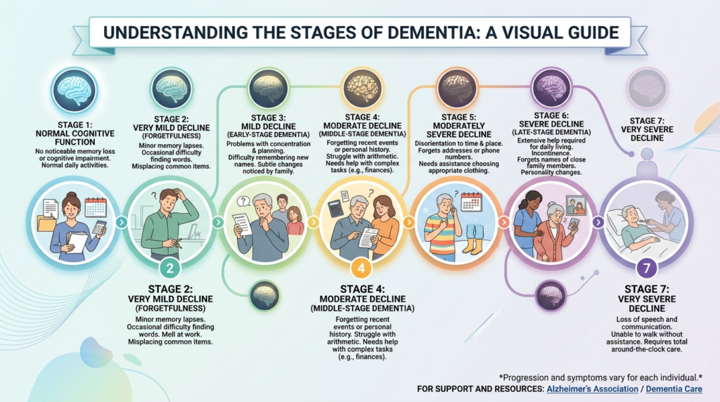 Stages of Dementia Explained: Symptoms, Progression, and Care Tips